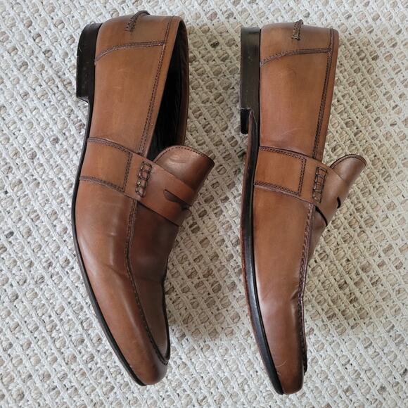 M. Gemi Mens 43.5 US 10.5 Brown Penny Loafer The Volo Due Dress Shoes main image 4